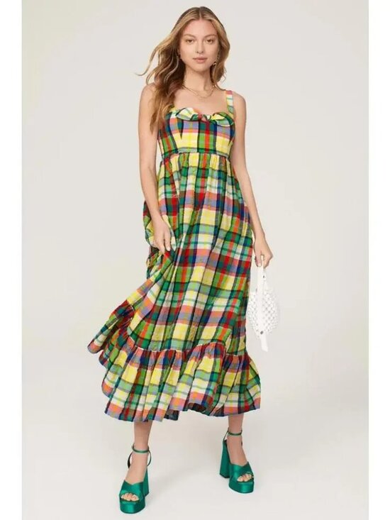 kate spade Dresses & Skirts - Kate Spade Coastal Plaid Bow Maxi Dress Seersucker Corset top Sundress Midi 6